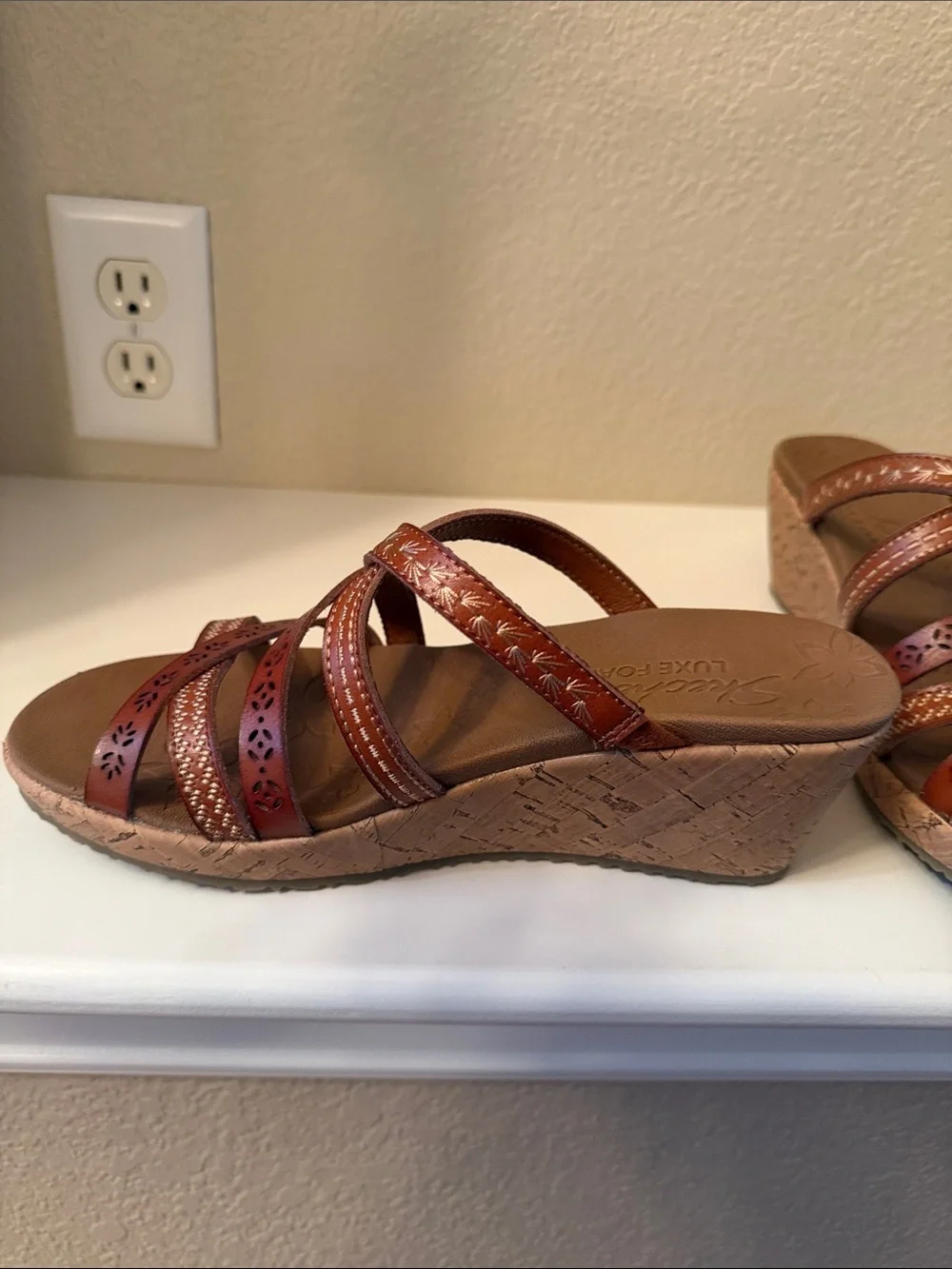 Skechers Brown Multi-Strap Wedge Sandals